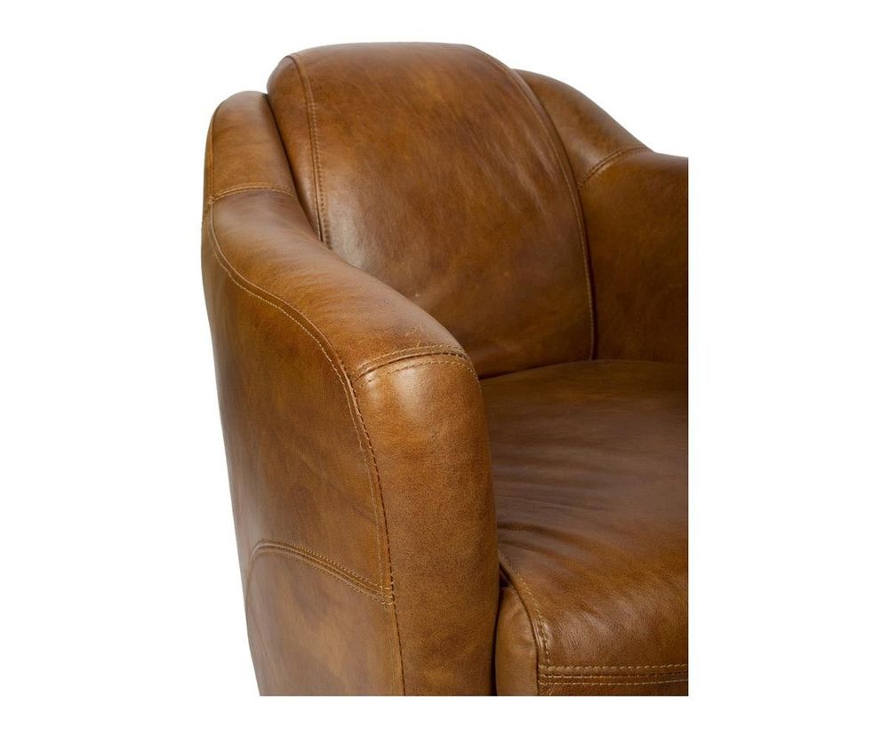Fauteuils - Fauteuil Gentleman Whisky en cuir de vachette - Design élégant et intemporel - JP2B DECORATION