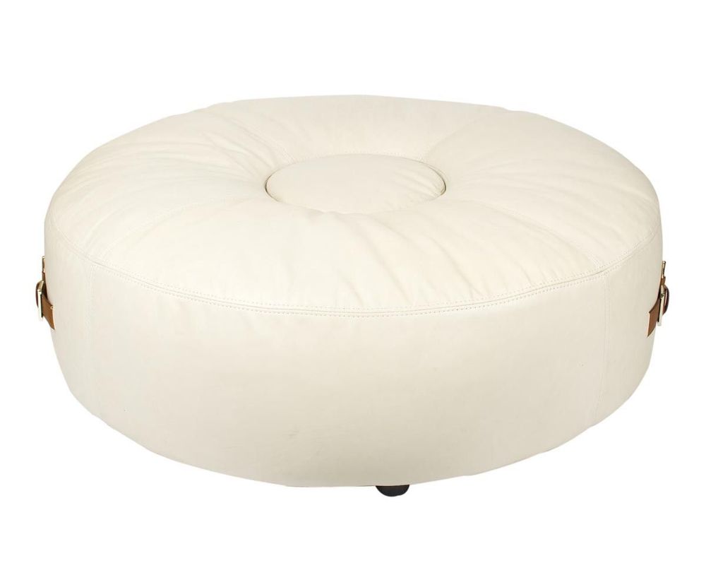 Tabourets - Grand Pouf L'Orfèvre en cuir blanc - Confort et design moderne - JP2B DECORATION