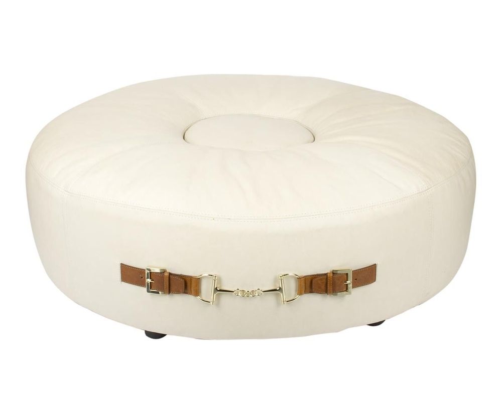 Tabourets - Grand Pouf L'Orfèvre en cuir blanc - Confort et design moderne - JP2B DECORATION