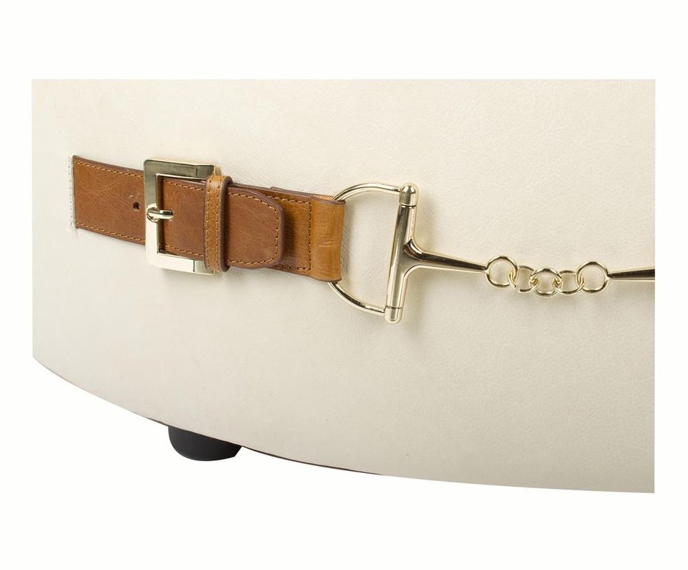 Tabourets - Grand Pouf L'Orfèvre en cuir blanc - Confort et design moderne - JP2B DECORATION