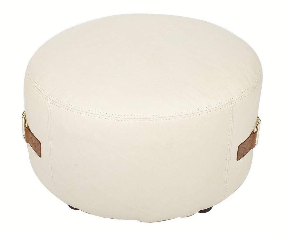 Stools - L'Orfèvre Bianco Pouf in White Leather - Modern and Comfortable Design - JP2B DECORATION