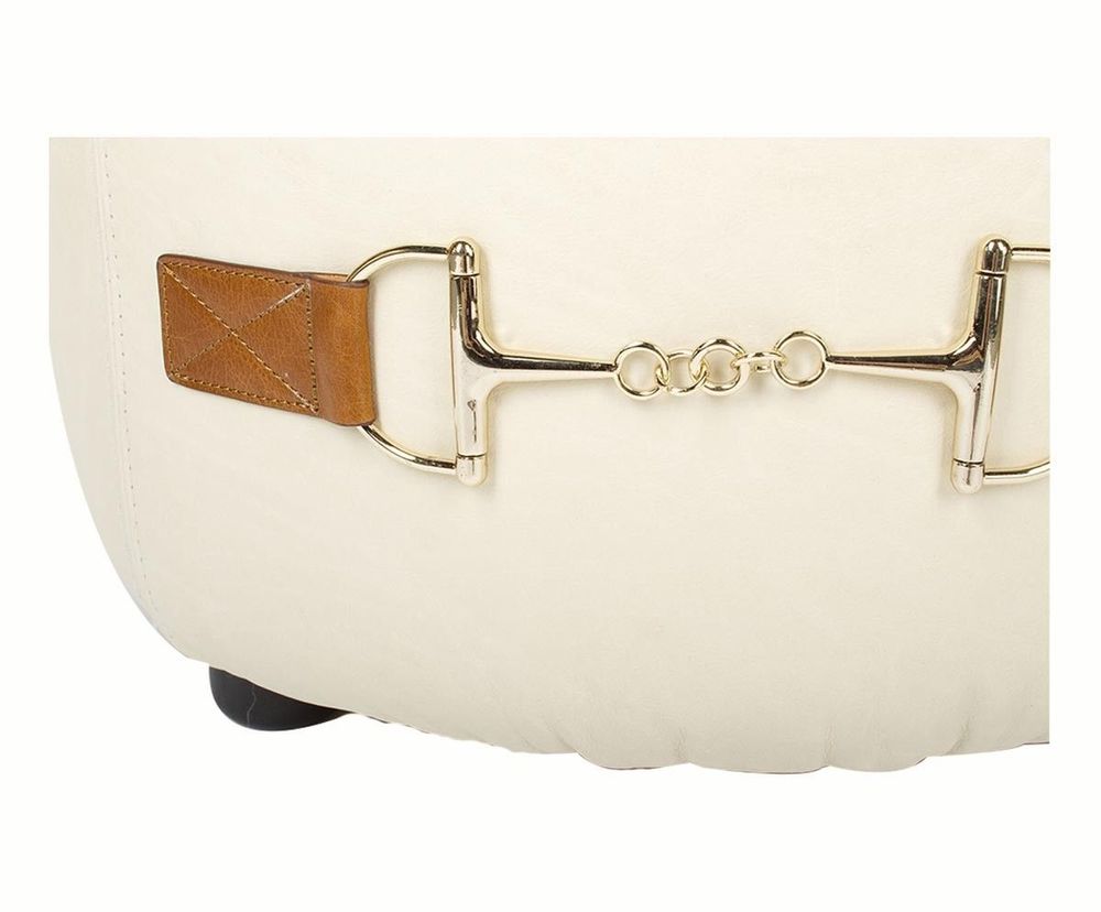 Stools - L'Orfèvre Bianco Pouf in White Leather - Modern and Comfortable Design - JP2B DECORATION