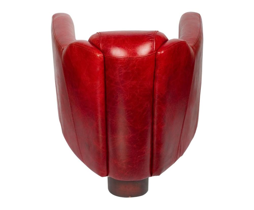 Armchairs - Gentleman Red Genuine Leather Armchair - Elegant and Compact Design - JP2B DECORATION
