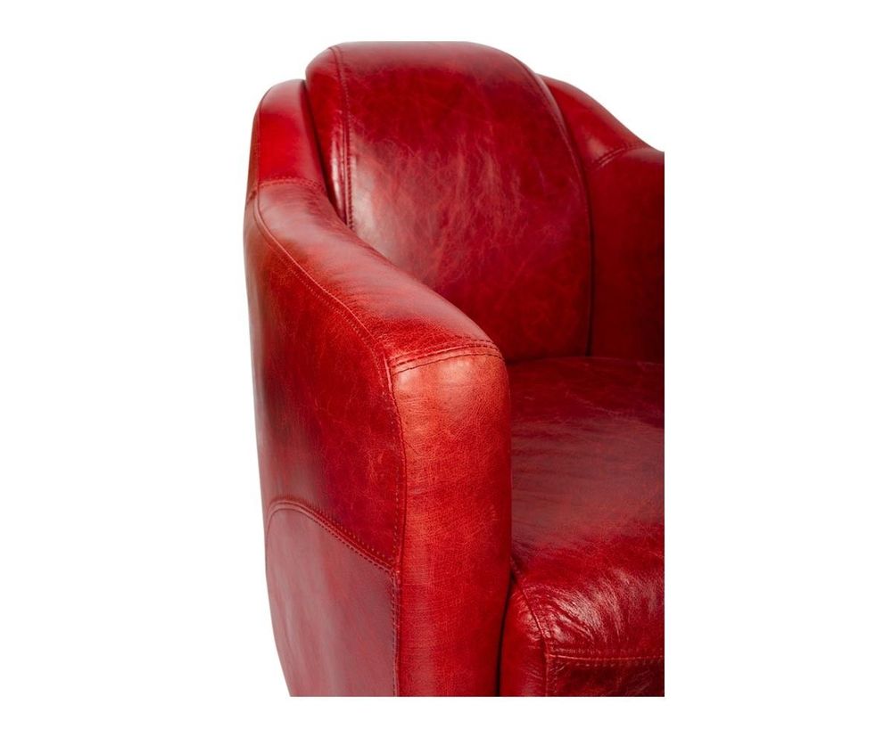 Armchairs - Gentleman Red Genuine Leather Armchair - Elegant and Compact Design - JP2B DECORATION