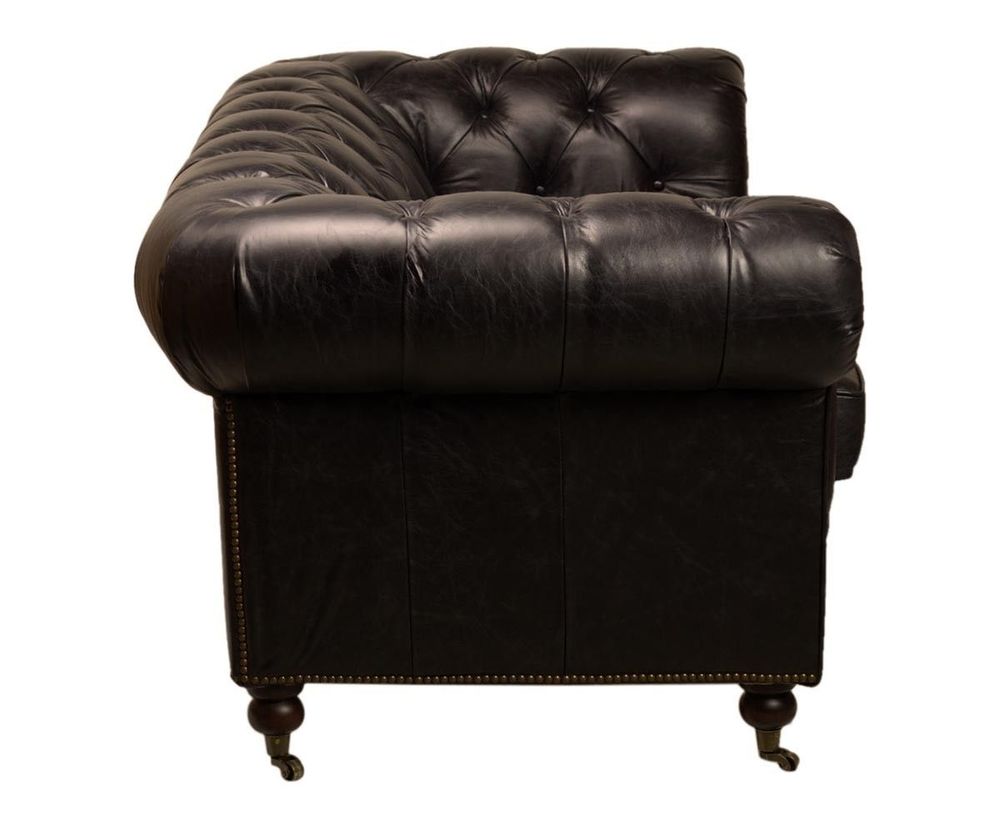 Sofas - Chesterfield Black 2-Seater Sofa in Leather - Classic and Elegant Style - JP2B DECORATION