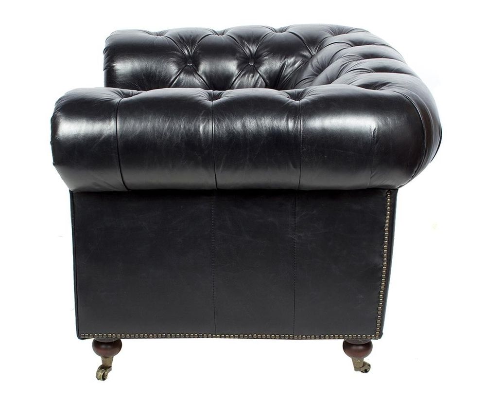 Fauteuils - Fauteuil Chesterfield Black en cuir - Design classique et confortable - JP2B DECORATION