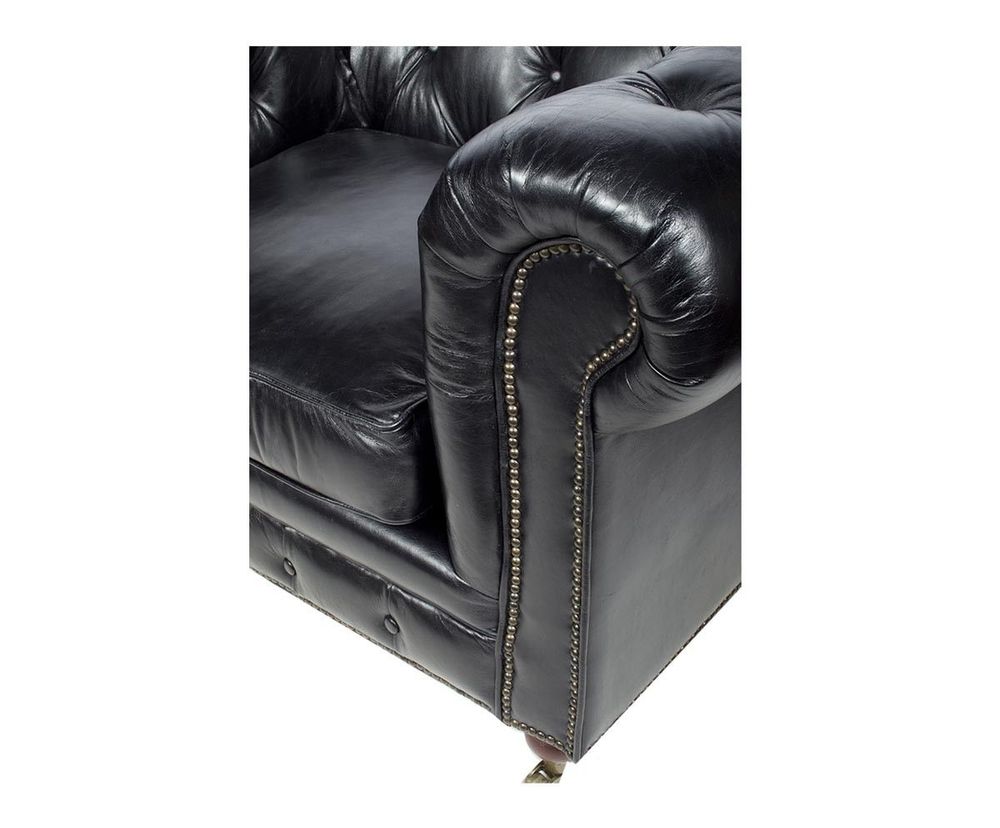 Fauteuils - Fauteuil Chesterfield Black en cuir - Design classique et confortable - JP2B DECORATION