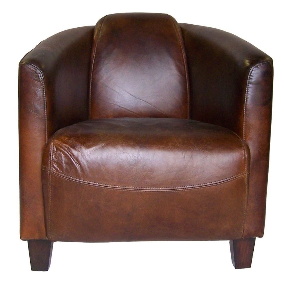 Fauteuils - Fauteuil Georgio en cuir vintage cigare - Design épuré et confortable - JP2B DECORATION