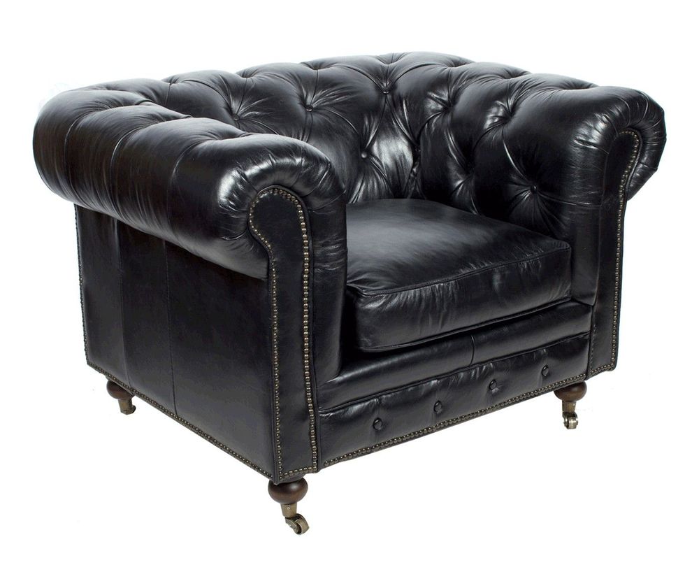 Fauteuils - Fauteuil Chesterfield Black en cuir - Design classique et confortable - JP2B DECORATION