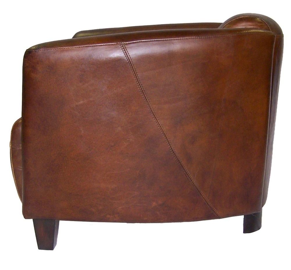 Fauteuils - Fauteuil Georgio en cuir vintage cigare - Design épuré et confortable - JP2B DECORATION