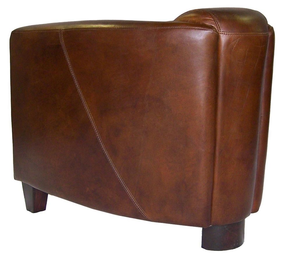Fauteuils - Fauteuil Georgio en cuir vintage cigare - Design épuré et confortable - JP2B DECORATION
