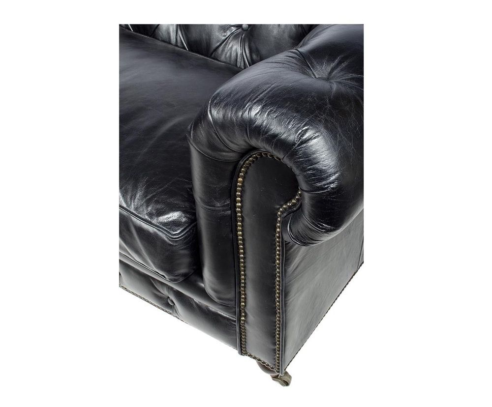 Sofas - Chesterfield Black 3-Seater Sofa in Leather - Timeless Elegance - JP2B DECORATION