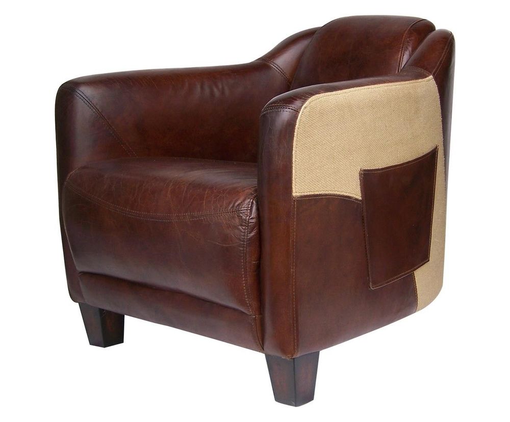 Fauteuils - Fauteuil Pockette en cuir et toile de jute - Style chic et authentique - JP2B DECORATION
