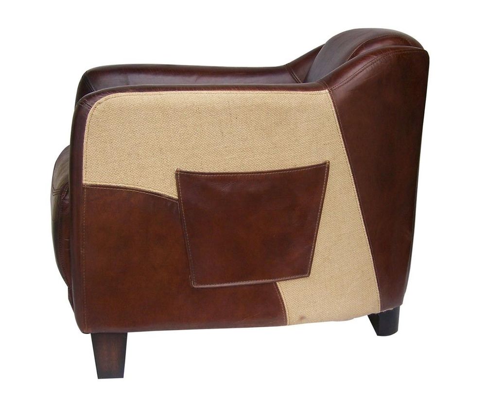 Fauteuils - Fauteuil Pockette en cuir et toile de jute - Style chic et authentique - JP2B DECORATION