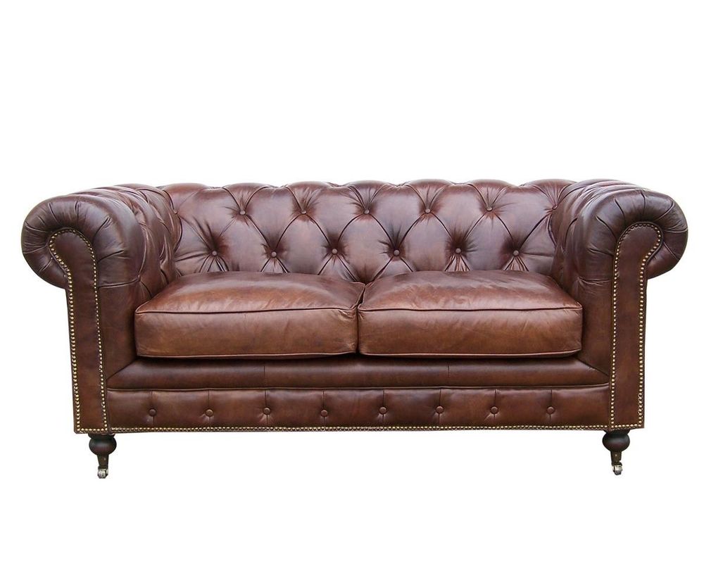 Canapés - Canapé Chesterfield Cigare 2 places en cuir - Design classique vintage - JP2B DECORATION