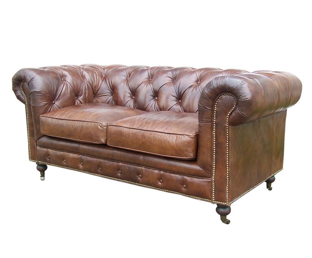 Canapés - Canapé Chesterfield Cigare 2 places en cuir - Design classique vintage - JP2B DECORATION