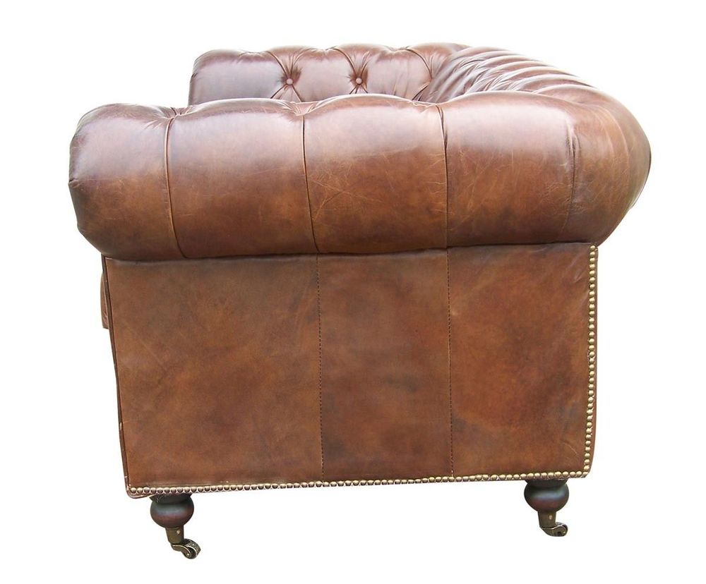 Canapés - Canapé Chesterfield Cigare 2 places en cuir - Design classique vintage - JP2B DECORATION