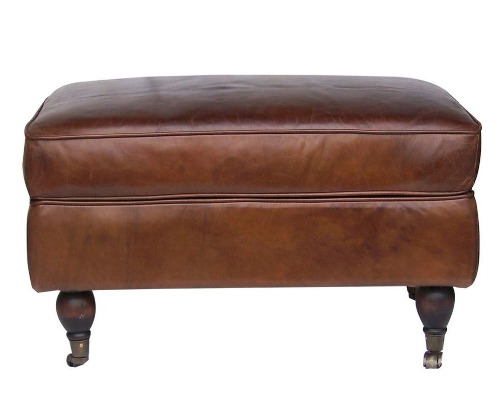 Stools - Club Leather Footrest – Vintage Style and Comfort - JP2B DECORATION