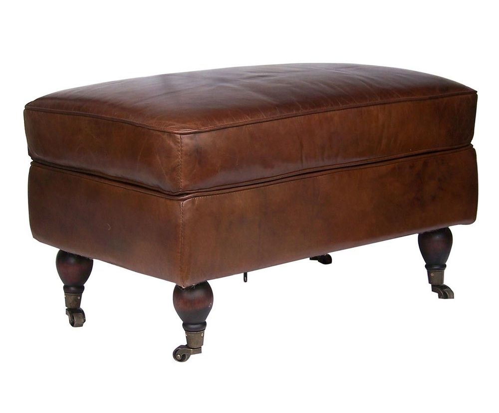 Stools - Club Leather Footrest – Vintage Style and Comfort - JP2B DECORATION