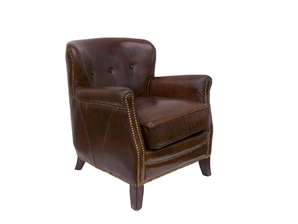 Armchairs - Dandy Genuine Leather Armchair - Elegance and Comfort - JP2B DECORATION