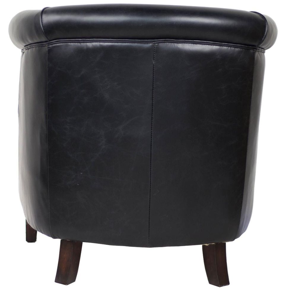 Fauteuils - Fauteuil Oxford Black en cuir véritable - Style anglais élégant - JP2B DECORATION
