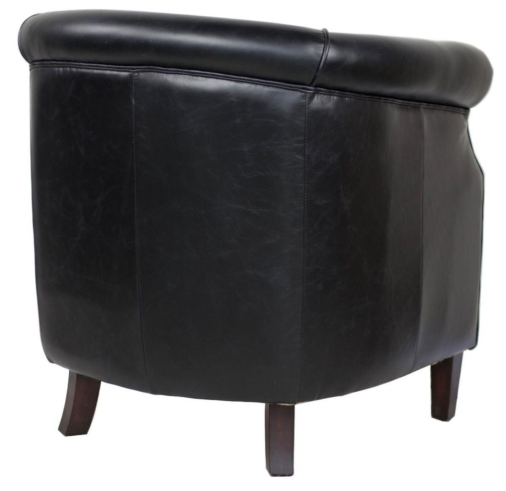 Fauteuils - Fauteuil Oxford Black en cuir véritable - Style anglais élégant - JP2B DECORATION