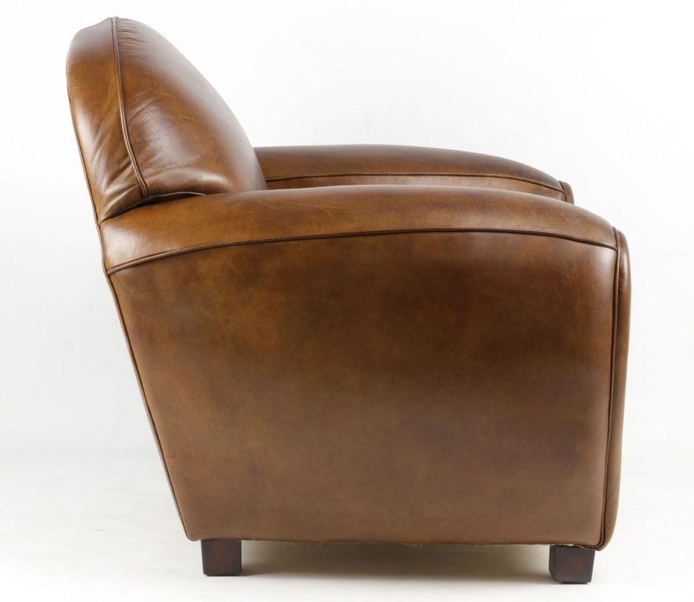 Fauteuils - Fauteuil Club Paquebot en cuir véritable - Vintage Cigare - JP2B Décoration - JP2B DECORATION