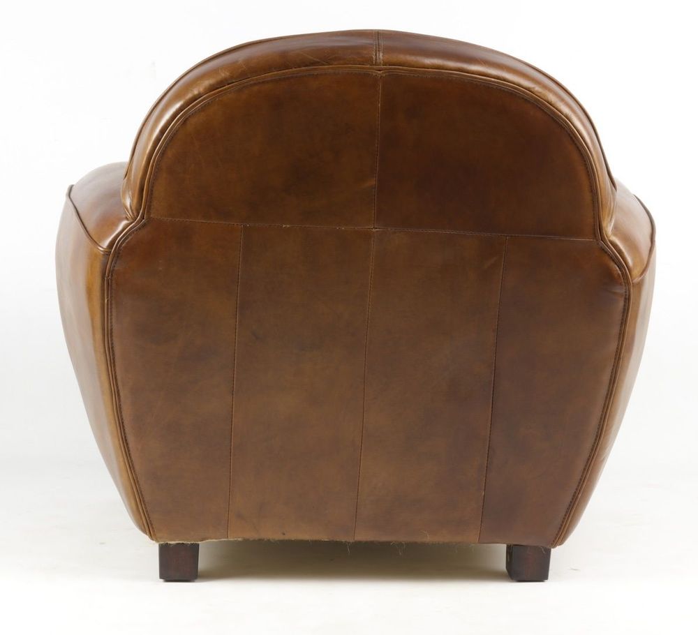 Fauteuils - Fauteuil Club Paquebot en cuir véritable - Vintage Cigare - JP2B Décoration - JP2B DECORATION