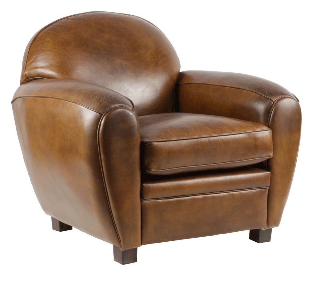 Fauteuils - Fauteuil Club Paquebot en cuir véritable - Vintage Cigare - JP2B Décoration - JP2B DECORATION
