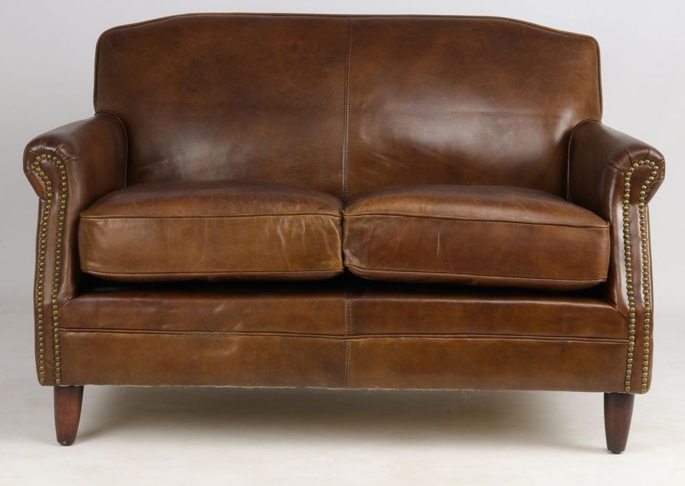 Canapés - Canapé 2 places Normandie en cuir véritable - Vintage Cigare - JP2B Décoration - JP2B DECORATION