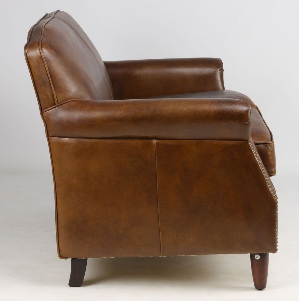 Canapés - Canapé 2 places Normandie en cuir véritable - Vintage Cigare - JP2B Décoration - JP2B DECORATION