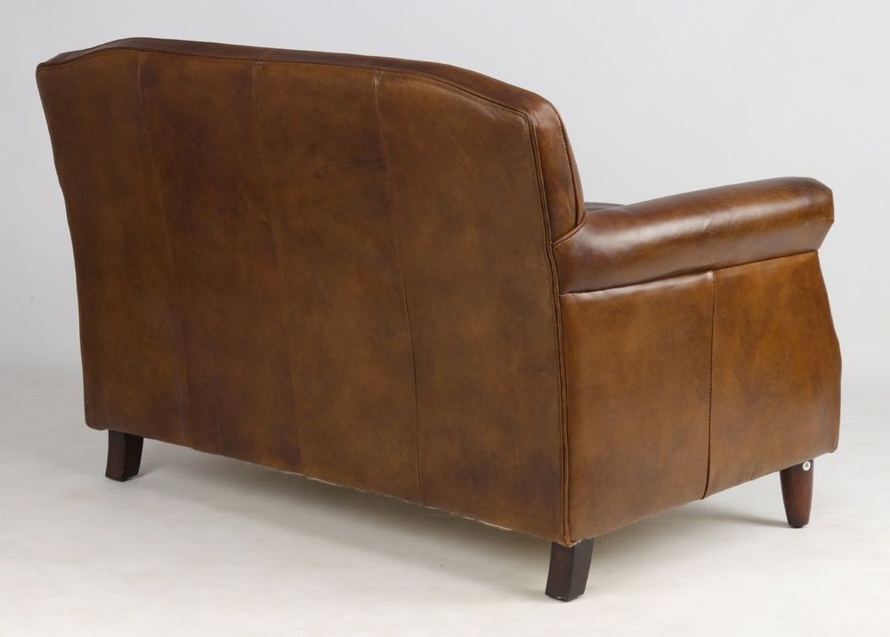 Canapés - Canapé 2 places Normandie en cuir véritable - Vintage Cigare - JP2B Décoration - JP2B DECORATION