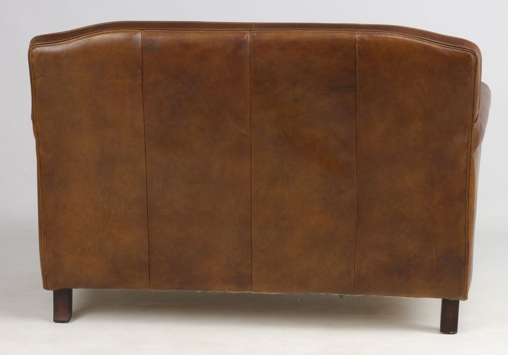 Canapés - Canapé 2 places Normandie en cuir véritable - Vintage Cigare - JP2B Décoration - JP2B DECORATION