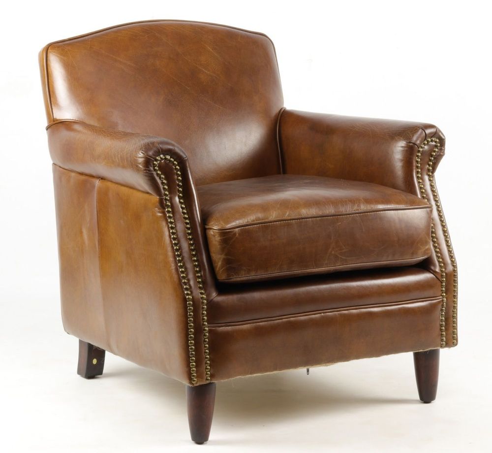 Armchairs - Normandie Leather Armchair - Vintage Cigare - JP2B Decoration - JP2B DECORATION