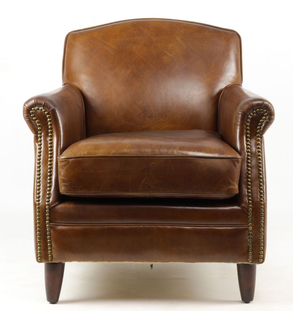 Armchairs - Normandie Leather Armchair - Vintage Cigare - JP2B Decoration - JP2B DECORATION