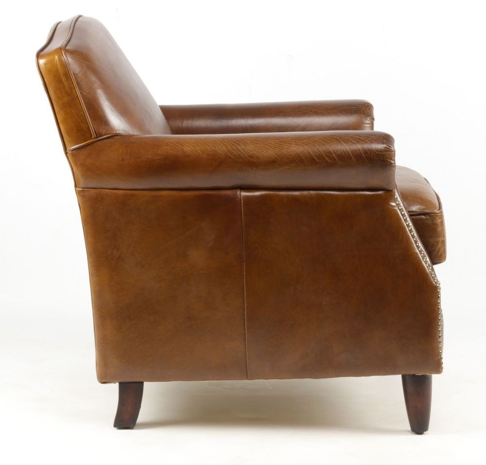 Armchairs - Normandie Leather Armchair - Vintage Cigare - JP2B Decoration - JP2B DECORATION