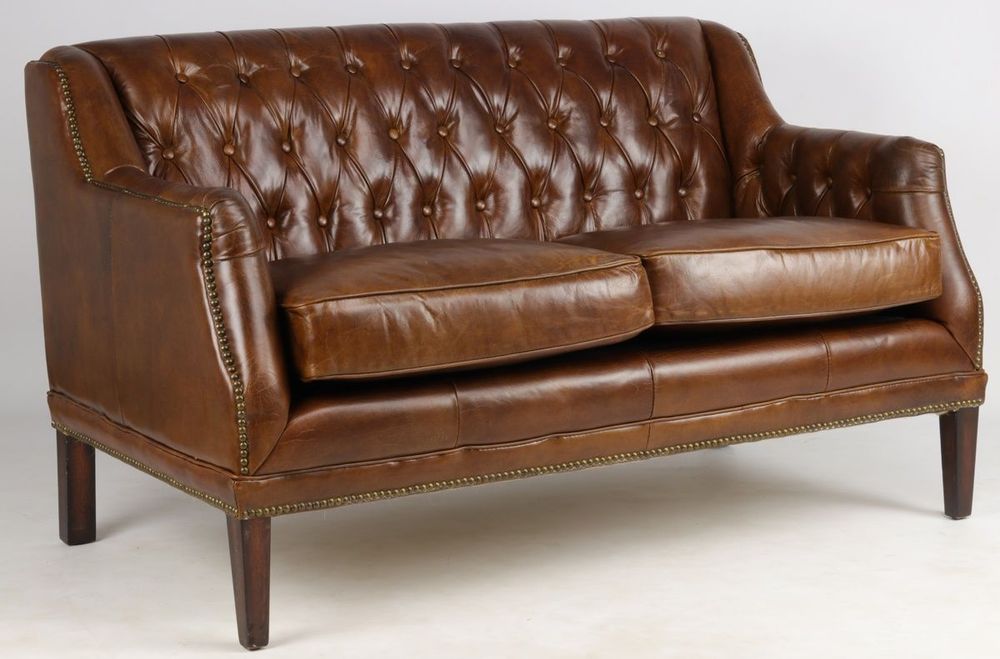 Sofas - Hampton Leather 2-Seater Sofa - Vintage Cigare - JP2B Decoration - JP2B DECORATION