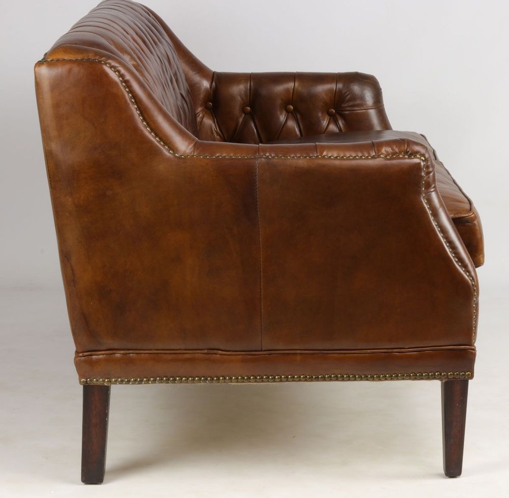 Sofas - Hampton Leather 2-Seater Sofa - Vintage Cigare - JP2B Decoration - JP2B DECORATION