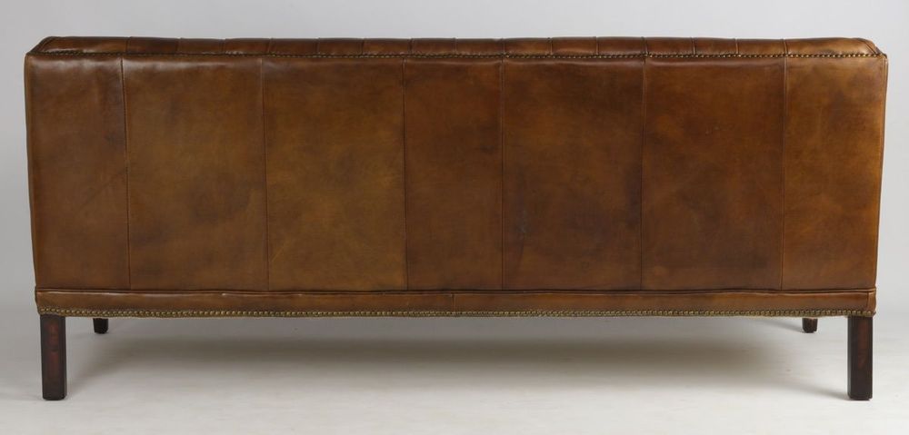 Sofas - Large Hampton Sofa in Cigar Leather - 3-Seater Elegance and Comfort - JP2B DECORATION