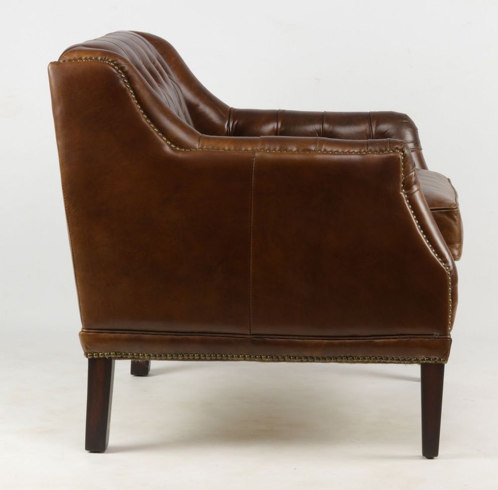Armchairs - Hampton Armchair in Cigar Leather - Elegance and Comfort - JP2B DECORATION