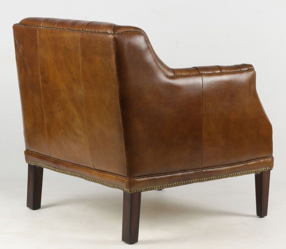 Armchairs - Hampton Armchair in Cigar Leather - Elegance and Comfort - JP2B DECORATION