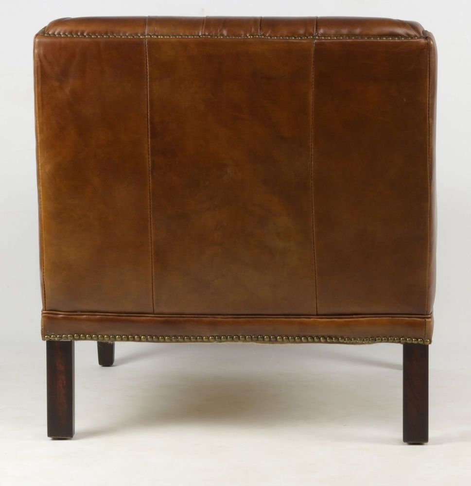 Armchairs - Hampton Armchair in Cigar Leather - Elegance and Comfort - JP2B DECORATION