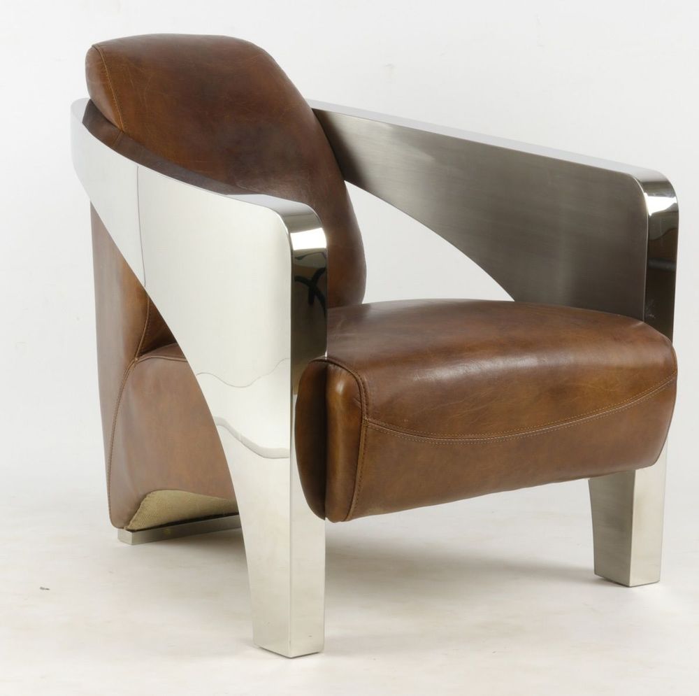 Fauteuils - Fauteuil Le Rutilant en cuir et inox - Élégance et originalité - JP2B DECORATION