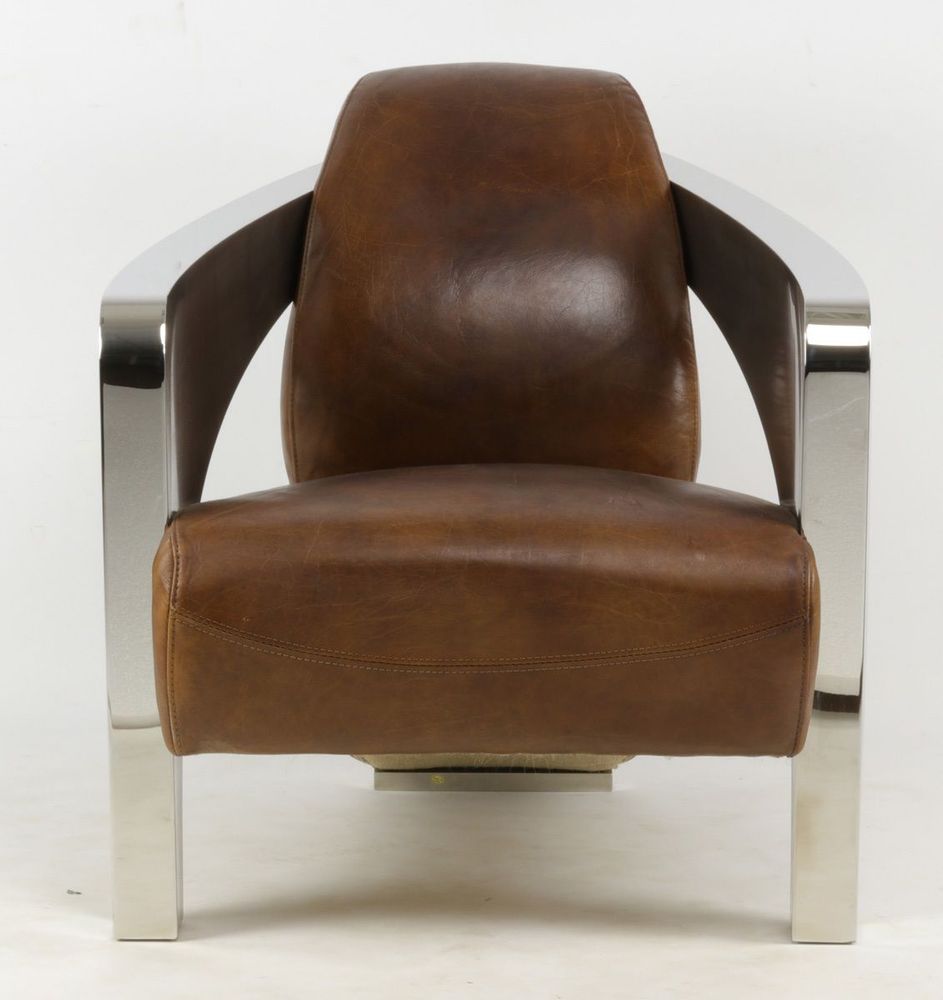 Fauteuils - Fauteuil Le Rutilant en cuir et inox - Élégance et originalité - JP2B DECORATION