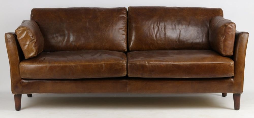 Sofas - Orlando Leather Sofa - 3-Seater Vintage Cigar - JP2B DECORATION