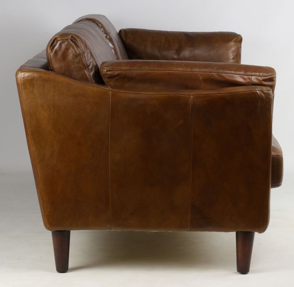 Sofas - Orlando Leather Sofa - 3-Seater Vintage Cigar - JP2B DECORATION