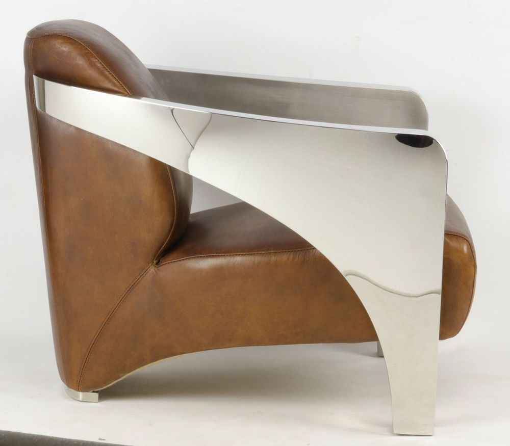 Fauteuils - Fauteuil Le Rutilant en cuir et inox - Élégance et originalité - JP2B DECORATION