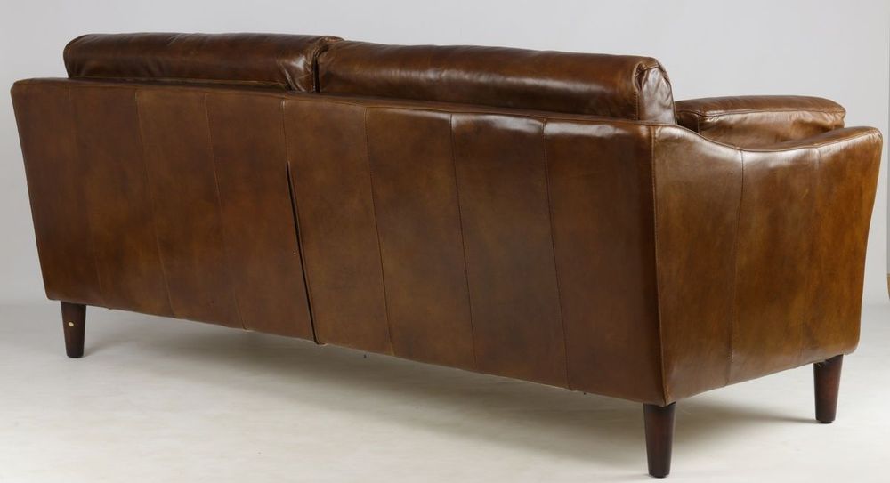 Sofas - Orlando Leather Sofa - 3-Seater Vintage Cigar - JP2B DECORATION