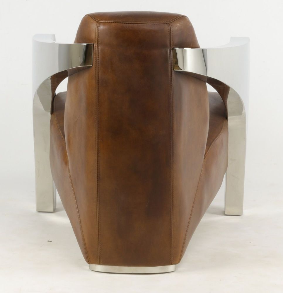 Fauteuils - Fauteuil Le Rutilant en cuir et inox - Élégance et originalité - JP2B DECORATION
