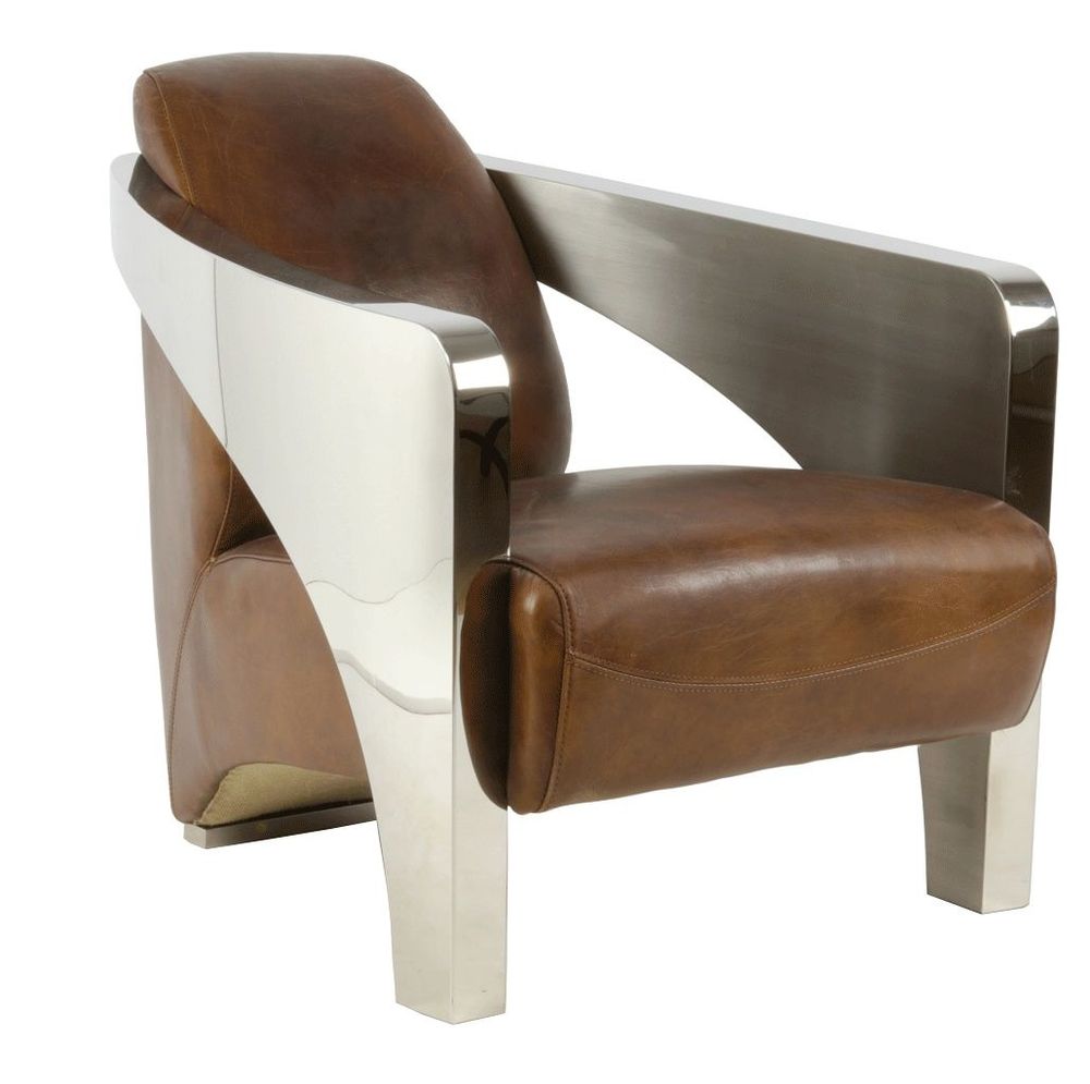 Fauteuils - Fauteuil Le Rutilant en cuir et inox - Élégance et originalité - JP2B DECORATION